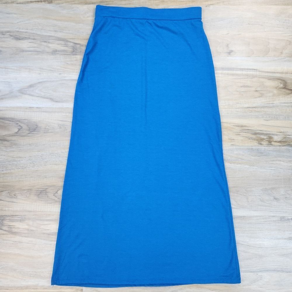 🍑Ambiance Apparel Teal Stretch Maxi Skirt Medium - Picture 2 of 8